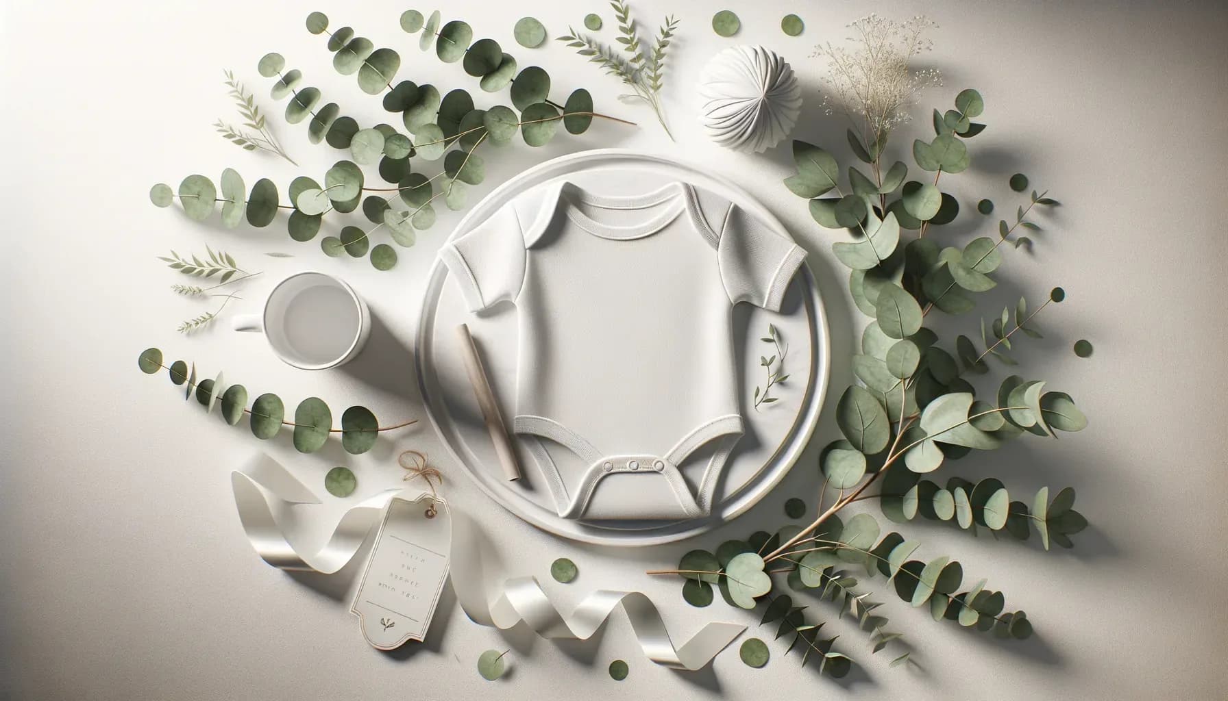 Gender-neutral greenery baby shower setting