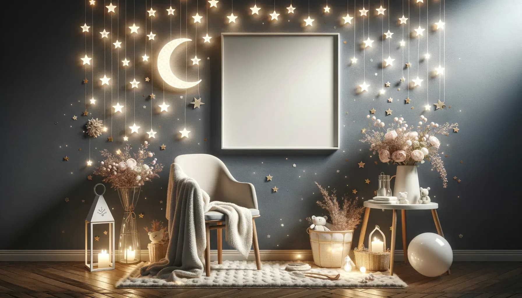 Moon and stars baby shower setting