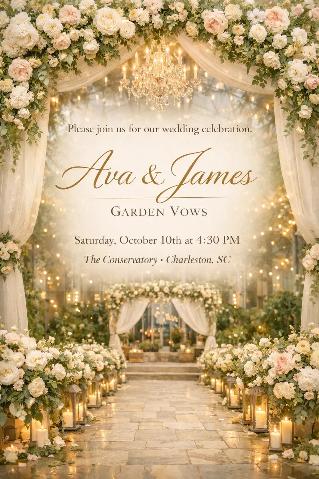 Garden wedding invitation made with Envitefy