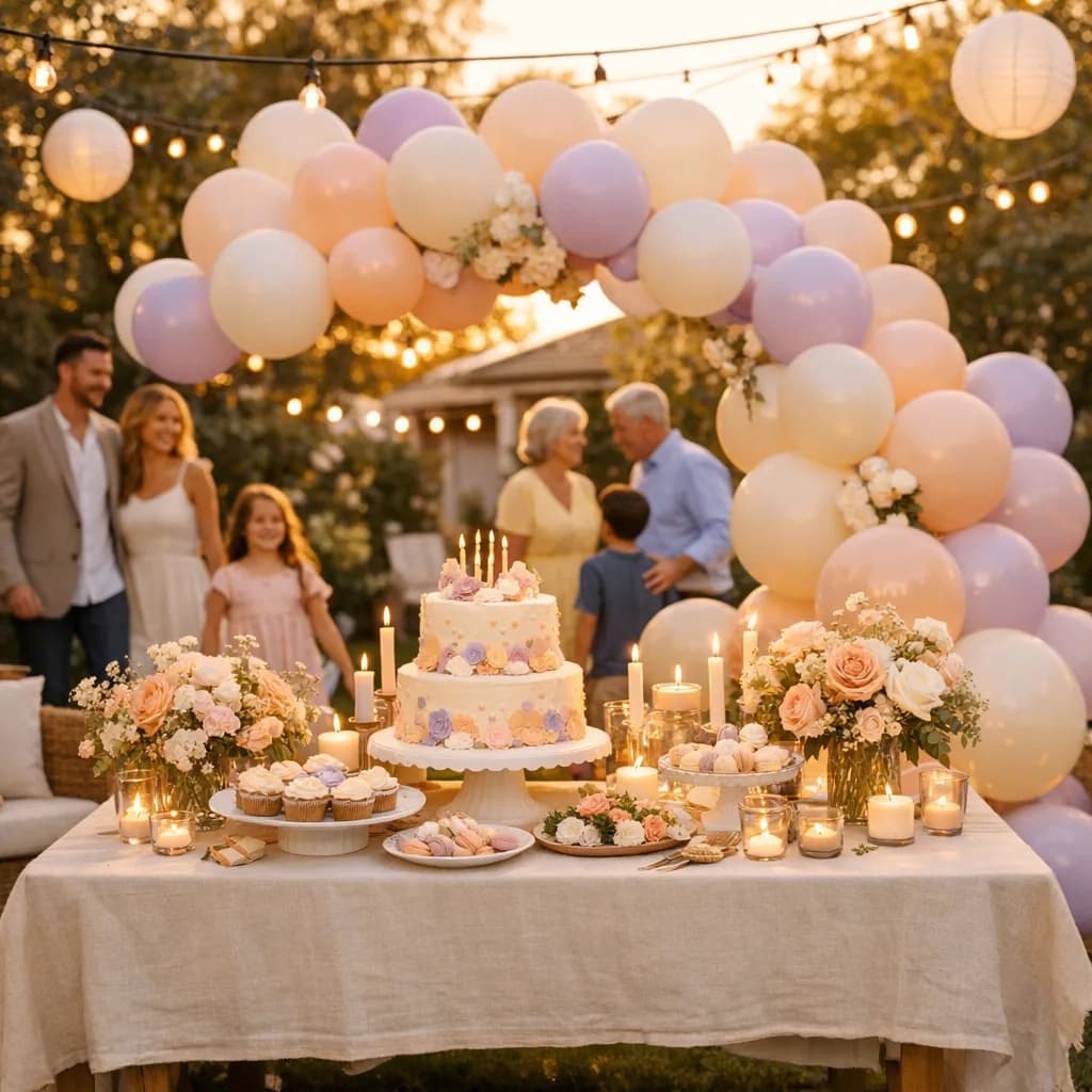 Elegant multigenerational birthday celebration at golden hour
