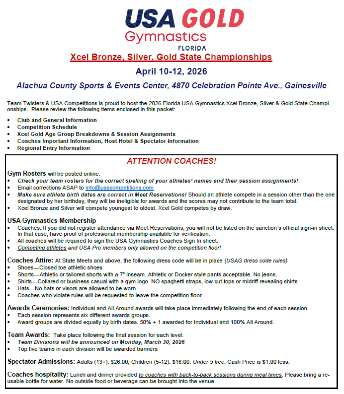 Gymnastics meet packet preview