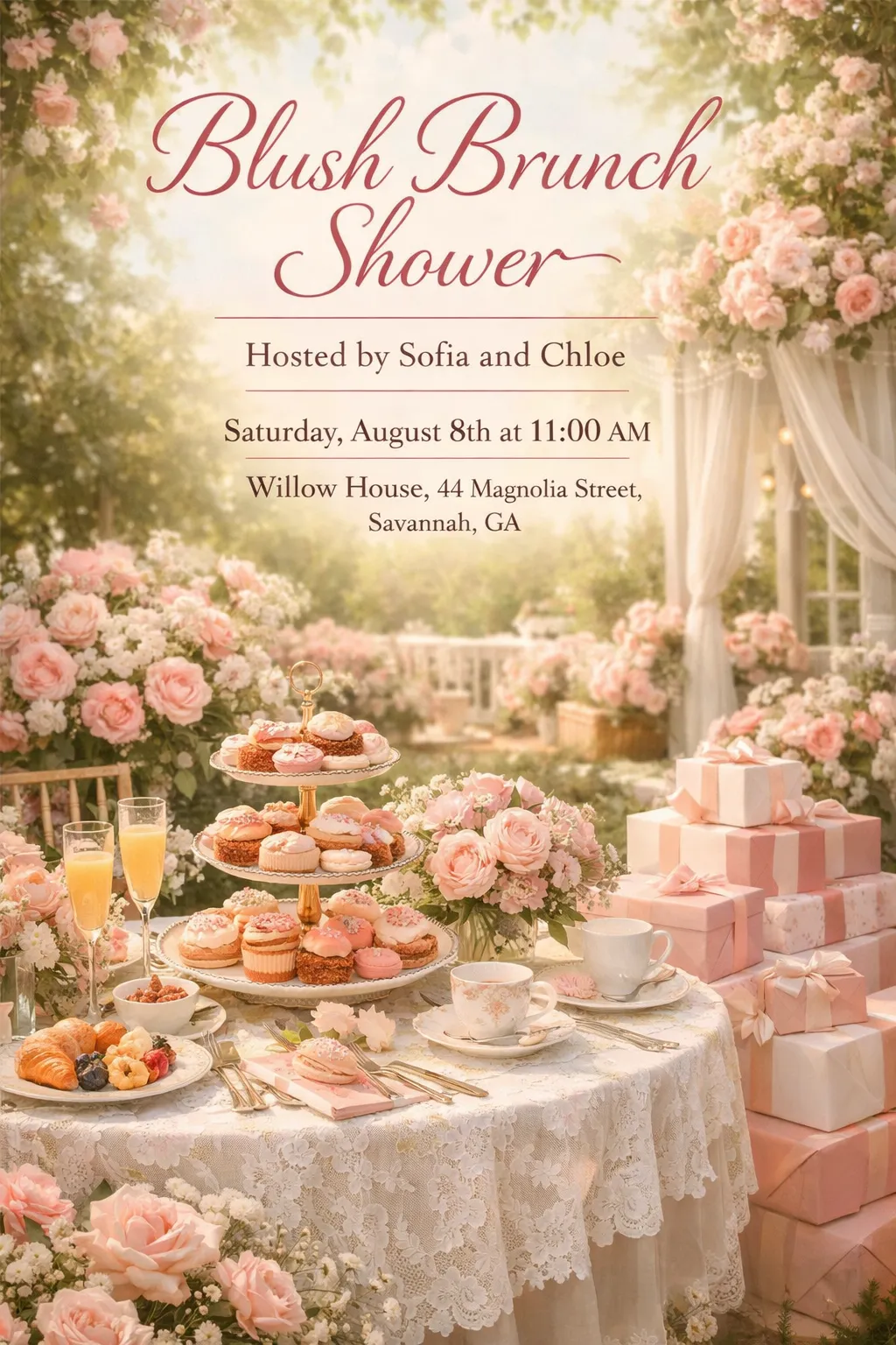 Blush Brunch Shower invitation preview