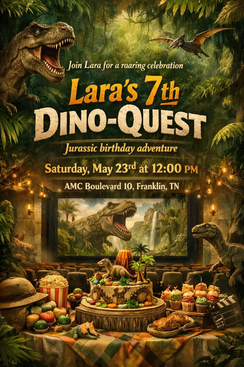 Lara’s 7th Dino-Quest invitation preview
