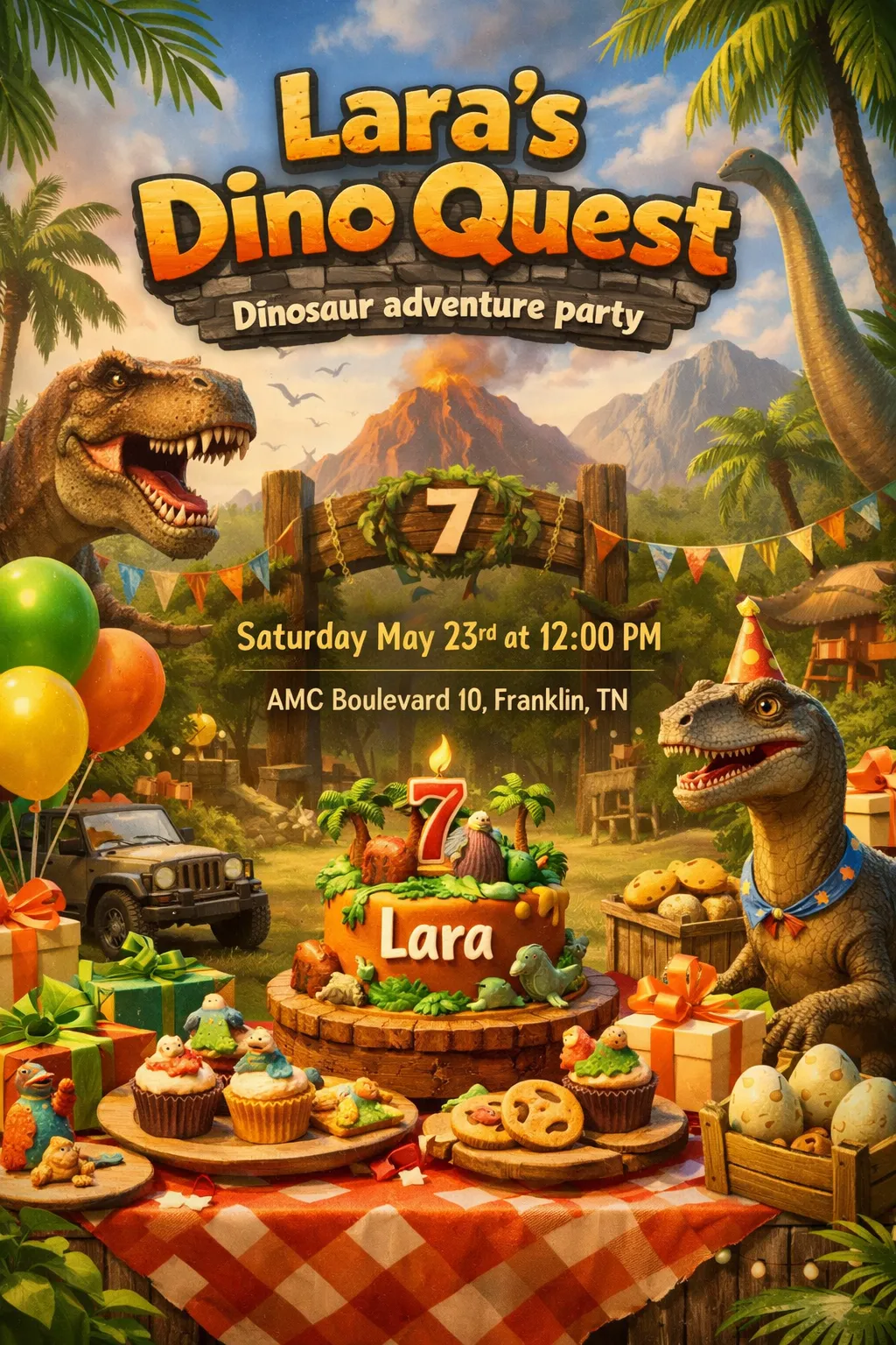 Lara’s Dino Quest invitation preview