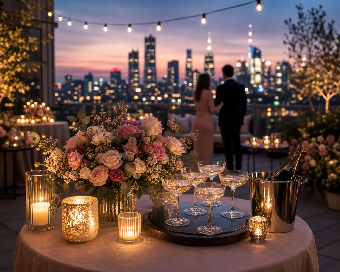 Rooftop Engagement Toast example